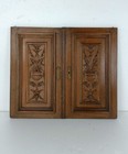 Pair French Hand Carved Wood Oak Door Panels Reclaimed Architectural Flower Bask