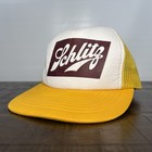 Vintage Schlitz Beer Yellow Trucker Snapback Cap - Used