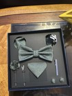 Men s Multicolor Bow Tie  Lapel Pin  Pocket Square  Cufflinks  Tie Clip Set
