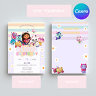 Editable - Gabbys Dollhouse Birthday Invitation  Digital Gabby Dollhouse Invite