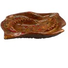 Vtg Large Mcm Ceramic Brown Red Spotted Glazed Ashtray Chipped   read