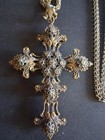 Rare Vintage  Antique Double Sided Cross Pendant  Necklace