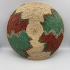 African Palm Basket Botswana South Africa Natural Grasses Rust Green Wicker