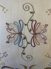 White Square Decorative Pillow Embroidered Floral Flowers  Zip Closure 15    X 15   