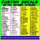 Custom Text Vinyl Lettering Sticker Decal Personalized - Any Text - Any Name  c9
