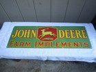 Vintage  john Deere Farm Implements  36  X 12  Porcelain Metal Tractor       Sign 