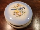 Vintage Trinket Powder Bowl Dish With Lid Blue Bird Floral And Powder Not Used