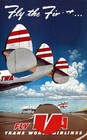 Vintage 1952 Twa Airline Travel Poster Usa Wall Art Print Retro Finest