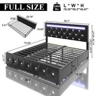 Upholstered Platform Full Queen Bed Frame With Adjustable Headboard    4 Drawers