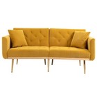 Velvet Loveseat Sofa With Metal Feet     Modern Accent Couch