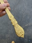 Vintage Gold Tone Flower Ornate Handheld Vanity Mirror 
