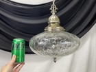 Restored Vtg Mcm Mid Mod Pendant Swag Hall Light 1950s 1960s Clear Crackle Glass