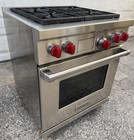 Wolf Df304 - 30  Pro Dual Fuel Range 4 Burners Stainless Red Knobs