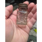 Vintage Miniature Glass Perfume Bottle With Rusty Metal Cap Embossed P Logo