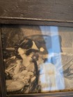 Antique Romantic  1800s Framed Photo Of A Man And A Woman Kissing Over A Sofa 