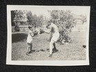 Boy Children Boxing Fight In Yard With Gloves Antique Snapshot Photo