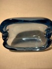 Vintage Heavy Opaque Blue Art Glass Cigar Holder Ashtray 