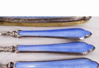 Art Deco Wiener Silber 935 Sterling Blue Guilloche Enamel Vanity Set