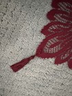 Vintage Lace Burgundy Table Runner Tassels Victorian Burgundy Rose