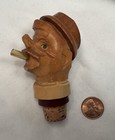 Vintage Figural Wooden Liquor Bottle Pourer Stoppers   German
