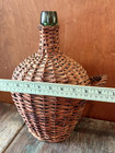 Vintage French  Oval Wicker Demijohn With Handle