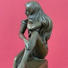 Woman Statue Bronze Sitting Lady Art Female Vintage Sculpture Decor Home Gift