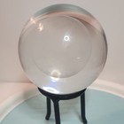 Clear Crystal Healing Sphere Ball On Black Stand  Clear Crystal Healing Sphere