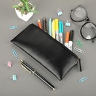 Pencil Case Black Pencil Bag Pu Leather Pen Case Small Zipper Pouch   