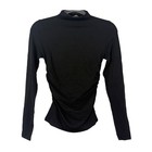 Madewell Ruched Mock Neck Long-sleeve Top S Jet Black Cotton Modal Nwt B19