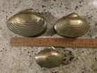 Vintage Mid-century Modern Mcm 3 Brass Clamshell Nested Boxes Beach Theme Patina