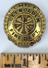 Glenolden Pa Fire Department Badge Dated 1933 Gold Tone Antique Obsolete Rare
