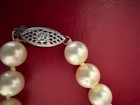 Vintage Faux Pearl Necklace 14k White Gold Filigree Clasp Hand Knotted 16 