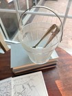 Vintage Clear Textured Glass Ice Bucket With Metal Handle