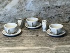 Vintage Childs Ceramic Toy Tea Set Dishes 8 Pcs Little Girl On Fence Made Japan