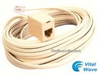 2x Ivory Almond 25ft Home Telephone Extension Cord Phone Cable Wire Rj11 Vwltw