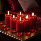 Red Flameless Votive Candles With Timer  Realistic Black Wick Valentine   s Day Ca