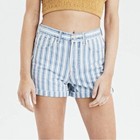 American Eagle Outfitters Jean Shorts Women 10 Blue White Stripe High Rise Mom