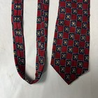 Classic Geometric Pattern Silk Tie Red Navy Gold Men s Necktie Checked 80s