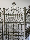 Vintage Ornate Scroll Metal 3-panel Foldable Room Divider Screen 74in Tall Green