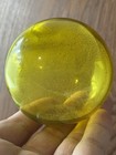 Vtg Japanese Glass Fishing Float 3  Rare Yellow Hand Blown Pontil Nautical Decor
