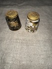 Vintage Thimbles Cloisonne Gold Tone Enamel Inlay Birds    Flowers
