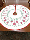 Vintage Christmas Tree Skirt Completed Quilted Cross Stitch Ornaments Holly 42 