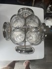 Vintage Mid Century 4 Serving Silver Clear 25th Anniversary Glass Coaster Caddy