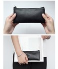 Pencil Case Pencil Pouch Black Pencil Bag Pu Leather Pen Case Small Zipper