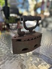  Antique  vintage Cast Iron--flat Coal  Iron W rooster Latch   Wood Handle 