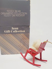 Vintage Avon Teddy Bear Ornament Collection Teddy On Rocker Nib