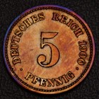 1900-f Germany Deutsches Reich 5 Pfennig Toning Xf Details  25-3 