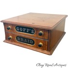 Antique Goff   S Braid Spool Cabinet Victorian Walnut Country Store 2 Drawer