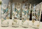 4 Vintage Mid Century Mcm 1950s Butterfly Cocktail Glasses Turquoise Gold 6 75 