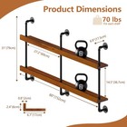 Industrial Wine Rack Wall Mounted  Solid Wood Shelf With Metal Pipe Brackets    